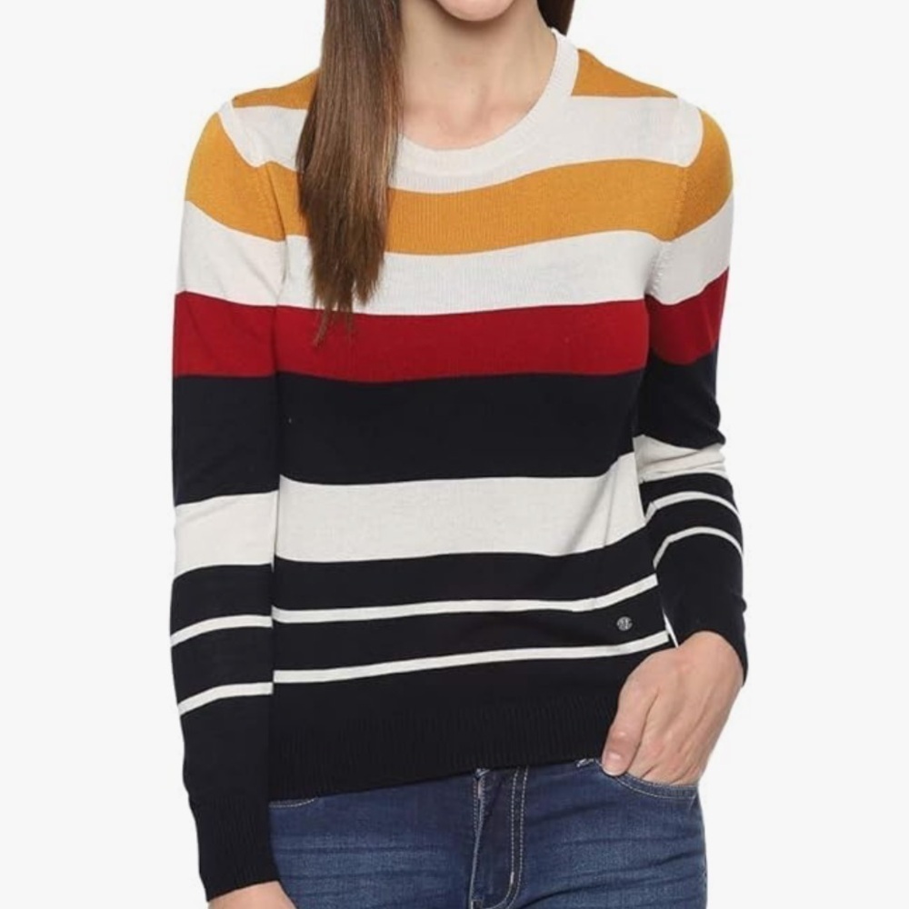 NWOT ALLEN SOLLY SZ LG Striped Multicolor Sweater